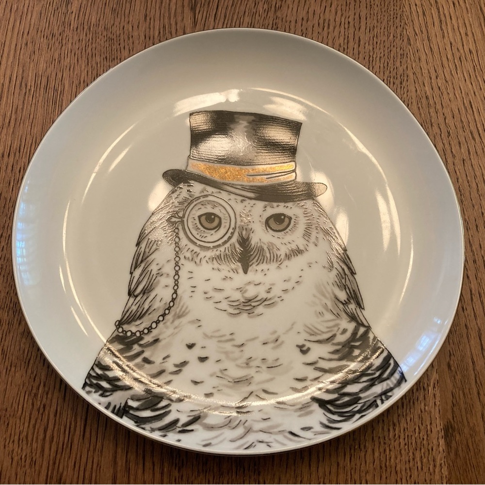 West Elm Rachel Kozlowski Gilded Dapper Animal Owl Plate